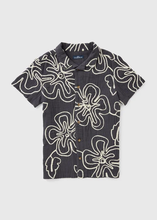 Boys Charcoal Rope Flower Shirt (7-15yrs) - 7 Yrs Image 1