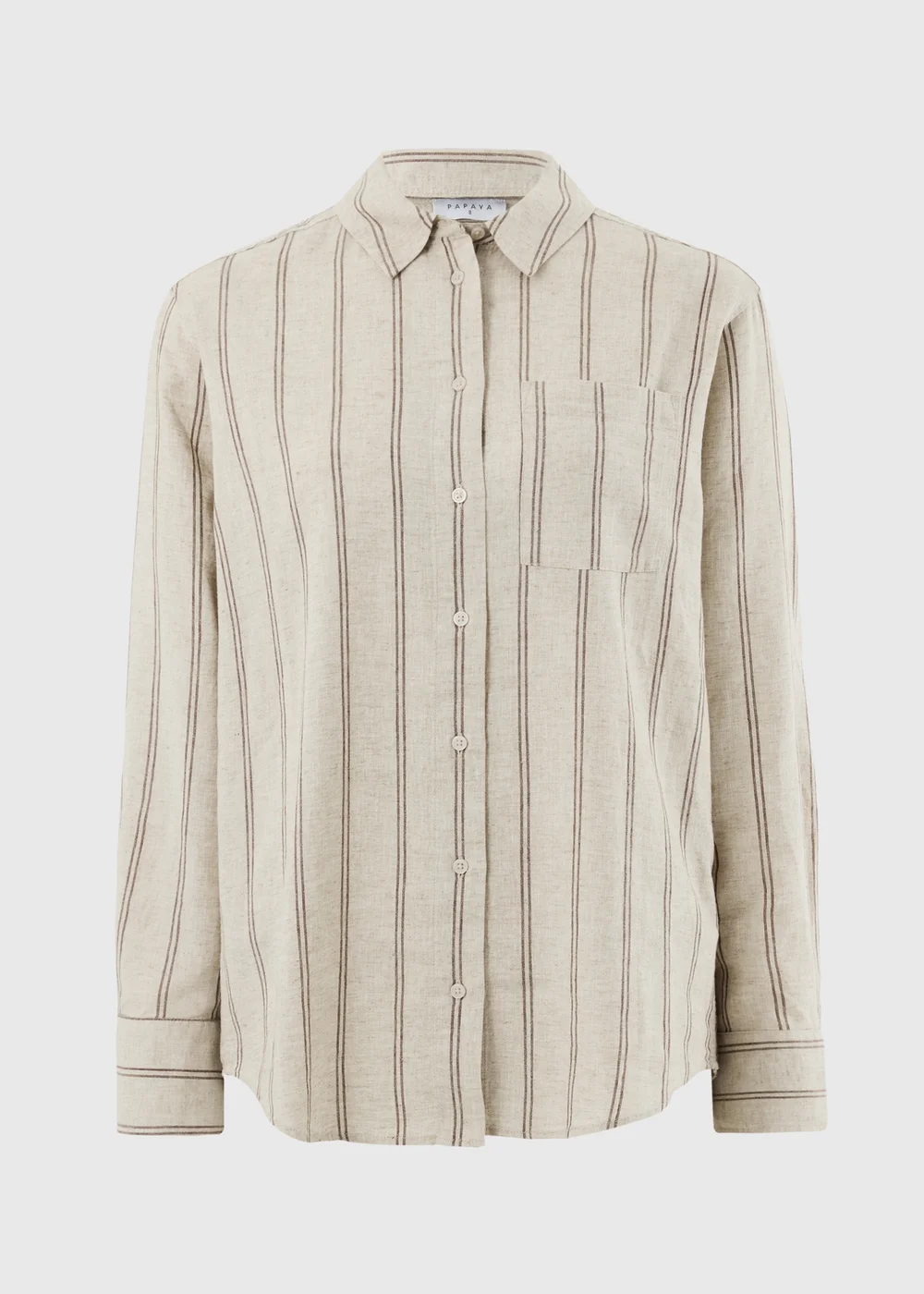 Oatmeal Stripe Linen Blend Co Ord Shirt - 8 Image 1