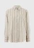 Oatmeal Stripe Linen Blend Co Ord Shirt - 8 Image 1