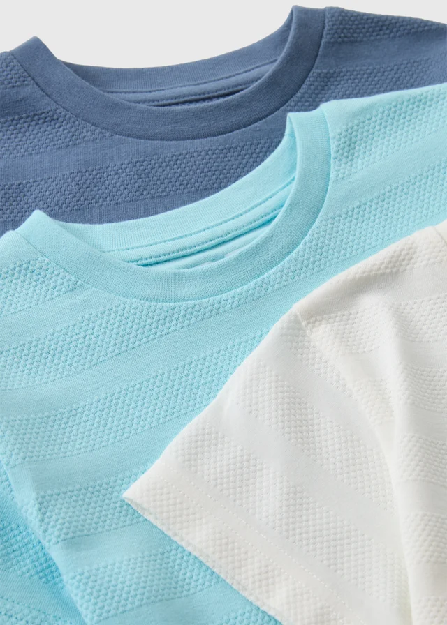 3 Pack Boys Blue Textured T-Shirt (1-7yrs)