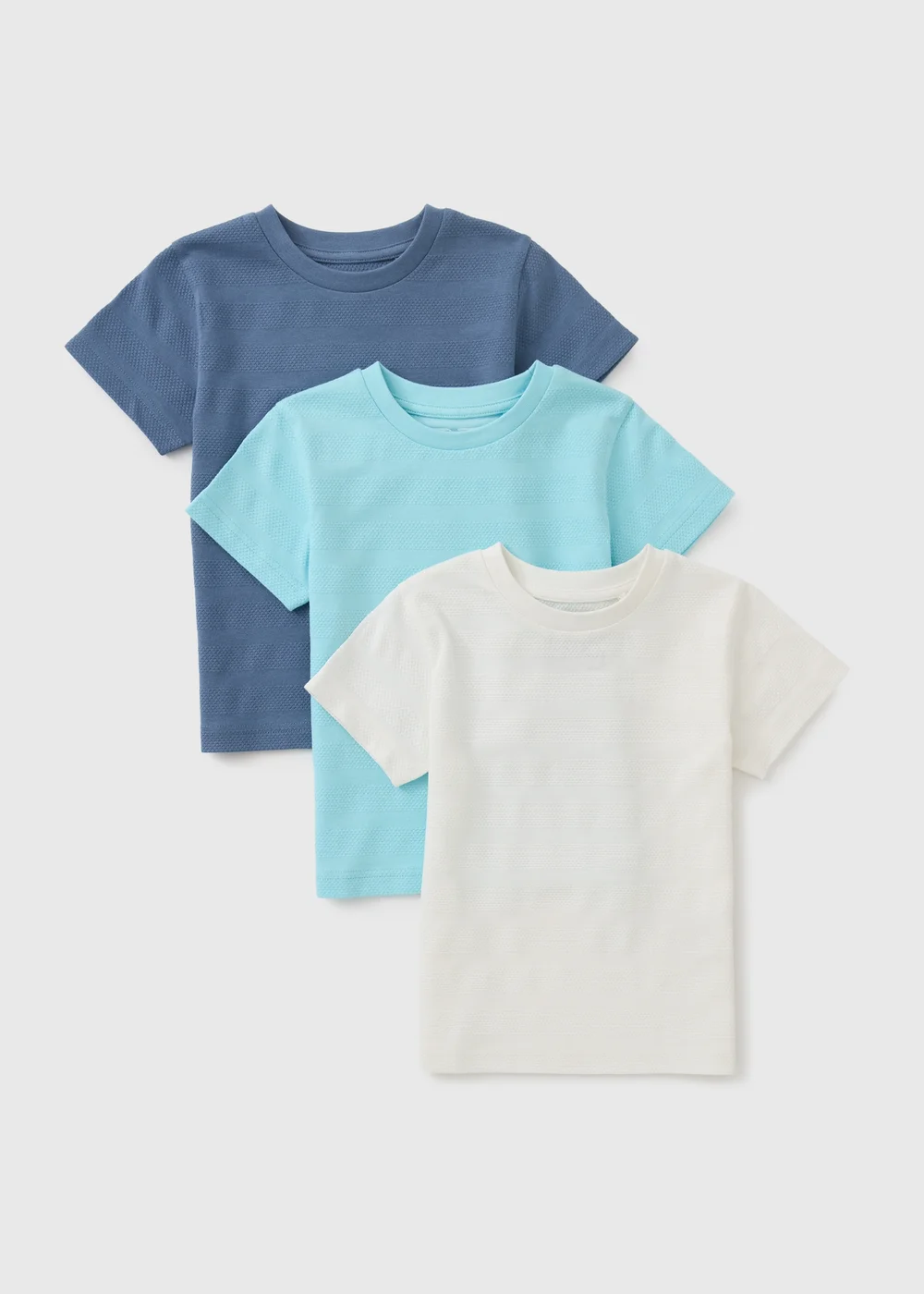 3 Pack Boys Blue Textured T-Shirt (1-7yrs) - Age 3 - 4 Years Image 1