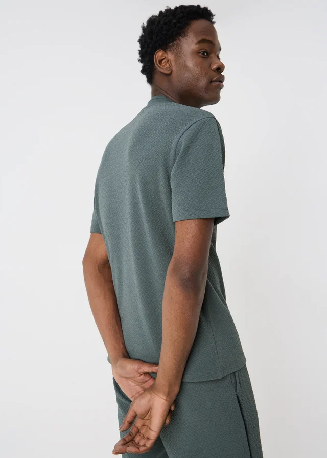Dark Grey Textured Editions Co Ord Polo Shirt