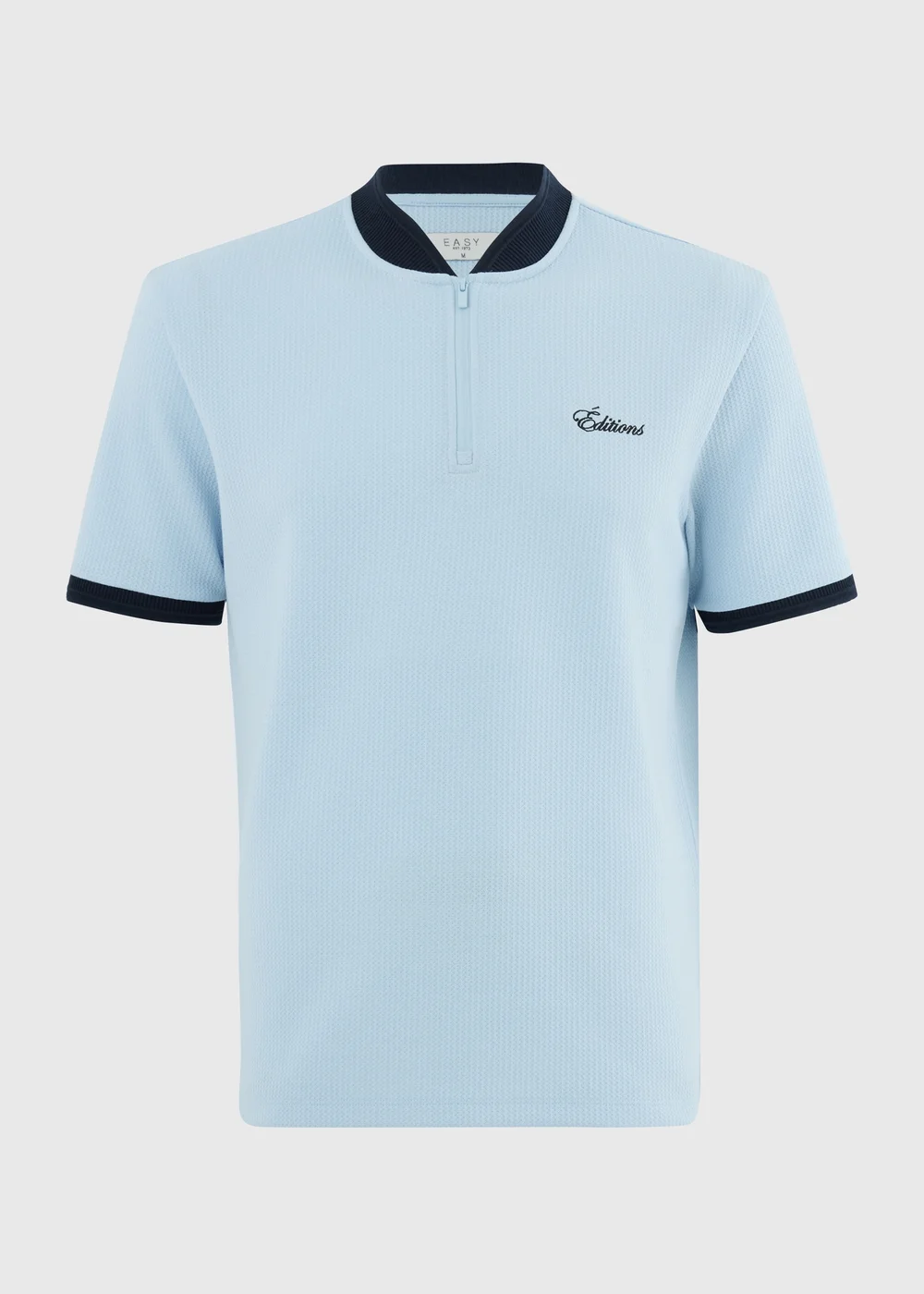 Light Blue Textured Co Ord Polo Shirt - S Image 4