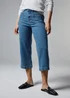 Mid Wash Pocket Front Wide Leg Cropped Jeans - Size 8 Image 3