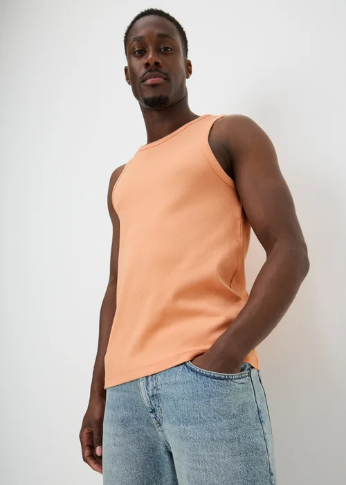 Peach Ribbed Vest Top - 3XL Image 1