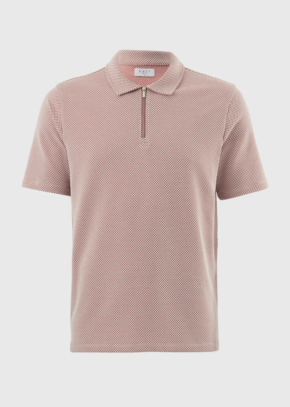 Brown Checkerboard Textured Polo Shirt - S Image 4