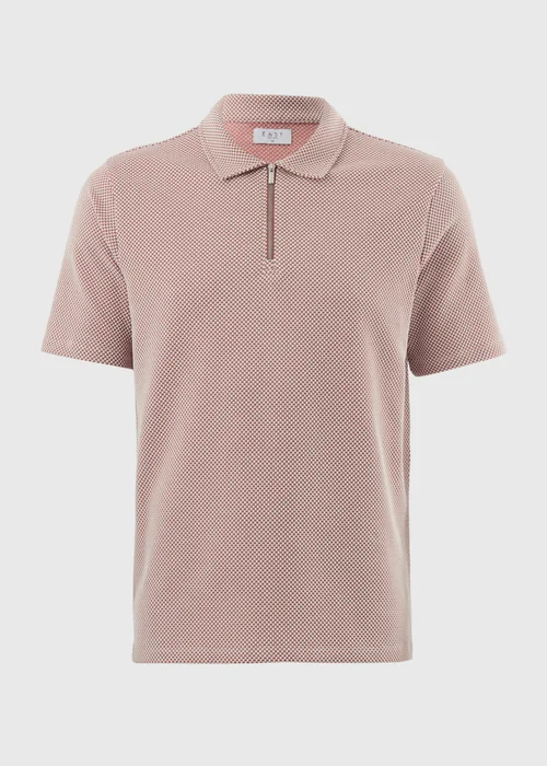 Brown Checkerboard Textured Polo Shirt - S Image 4