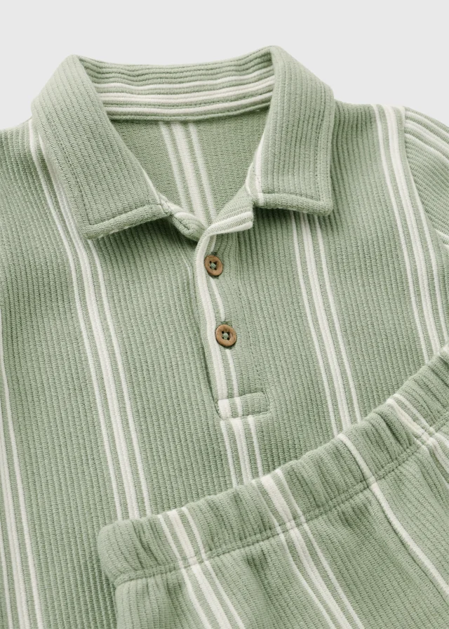 Baby Green Stripe Polo & Short Set (0-23mths)