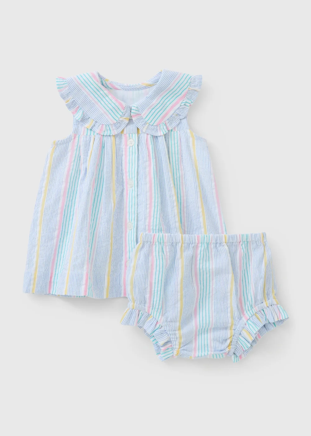 Baby Blue Stripe Dress & Knicker Set (0-23mths) - Up to 1 Month Image 1