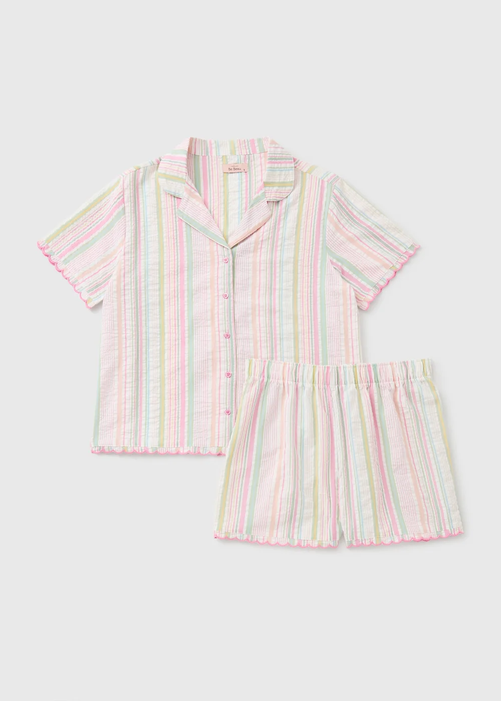 Pastel Stripe Seersucker Short Pyjama Set - 8 Image 3