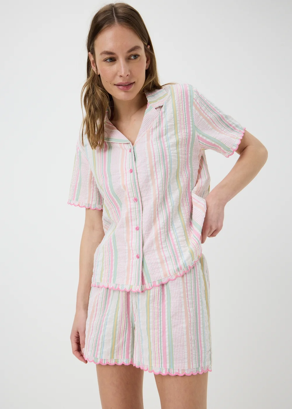 Pastel Stripe Seersucker Short Pyjama Set - 8 Image 1
