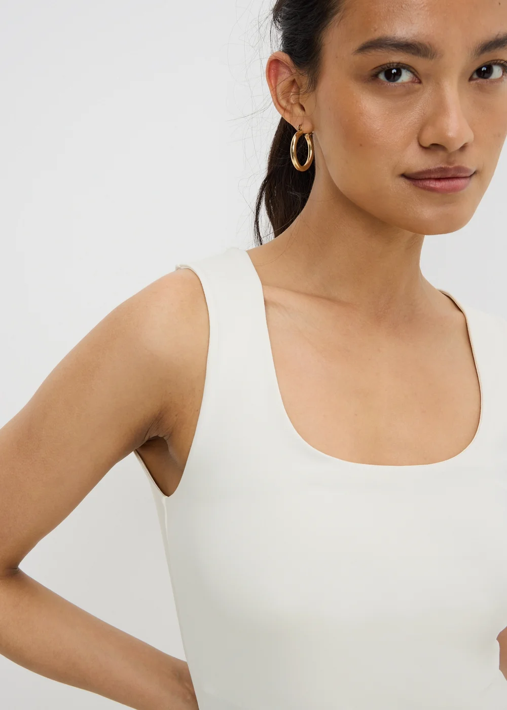 Ivory Polyamide Fitted Vest Top - 8 Image 3