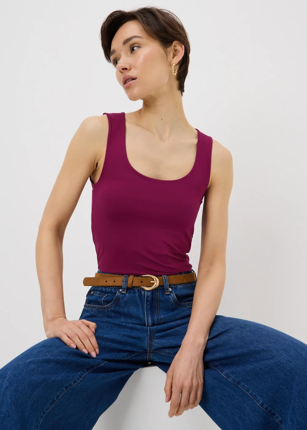 Pink Polyamide Fitted Vest Top - 10 Image 1