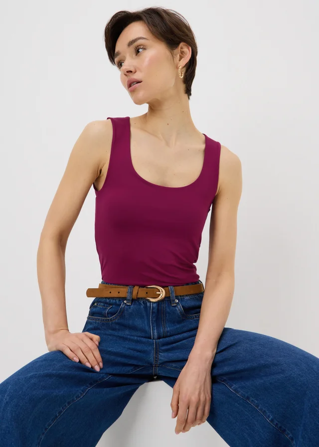 Pink Polyamide Fitted Vest Top