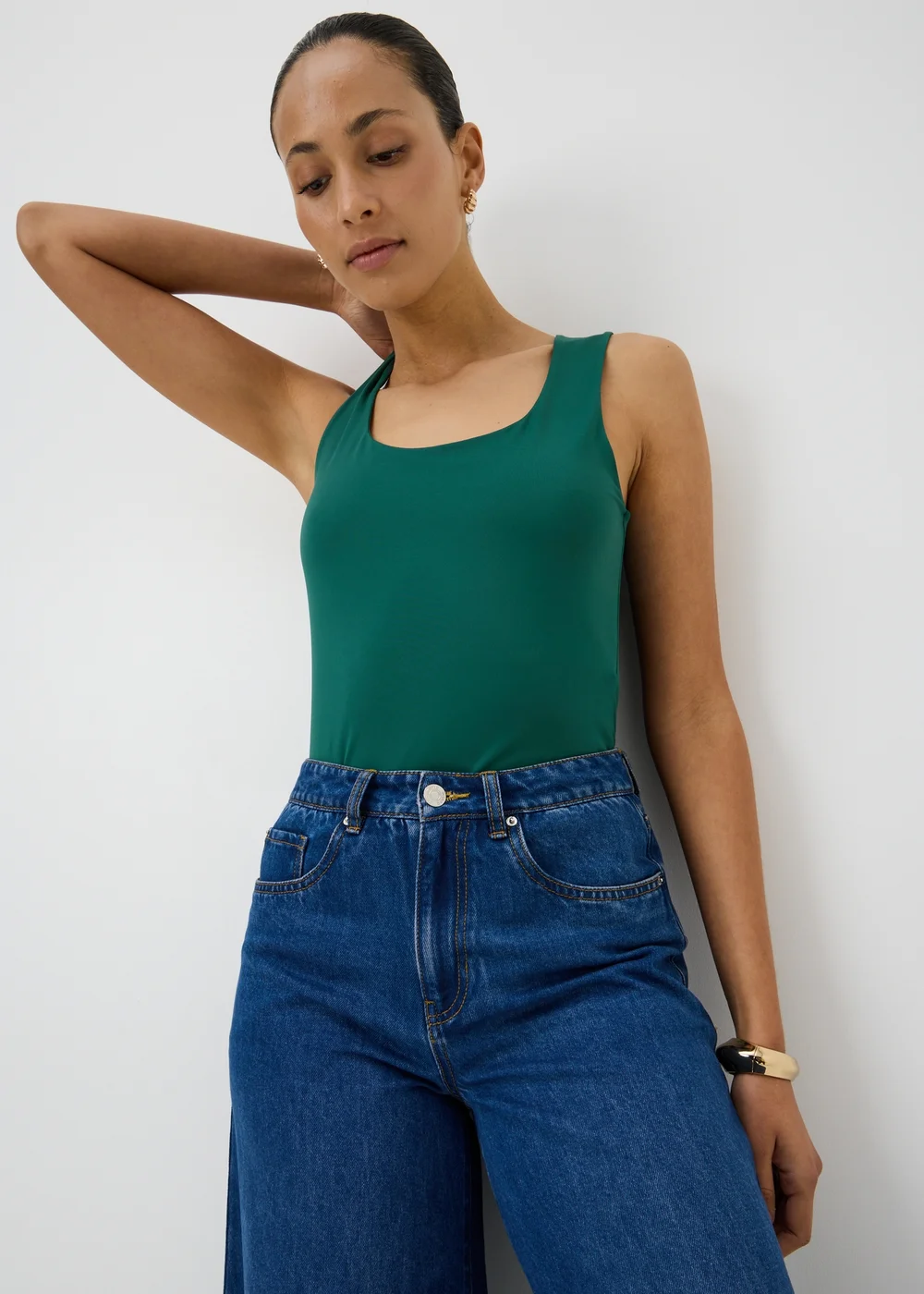 Teal Fitted Vest Top - 8 Image 1