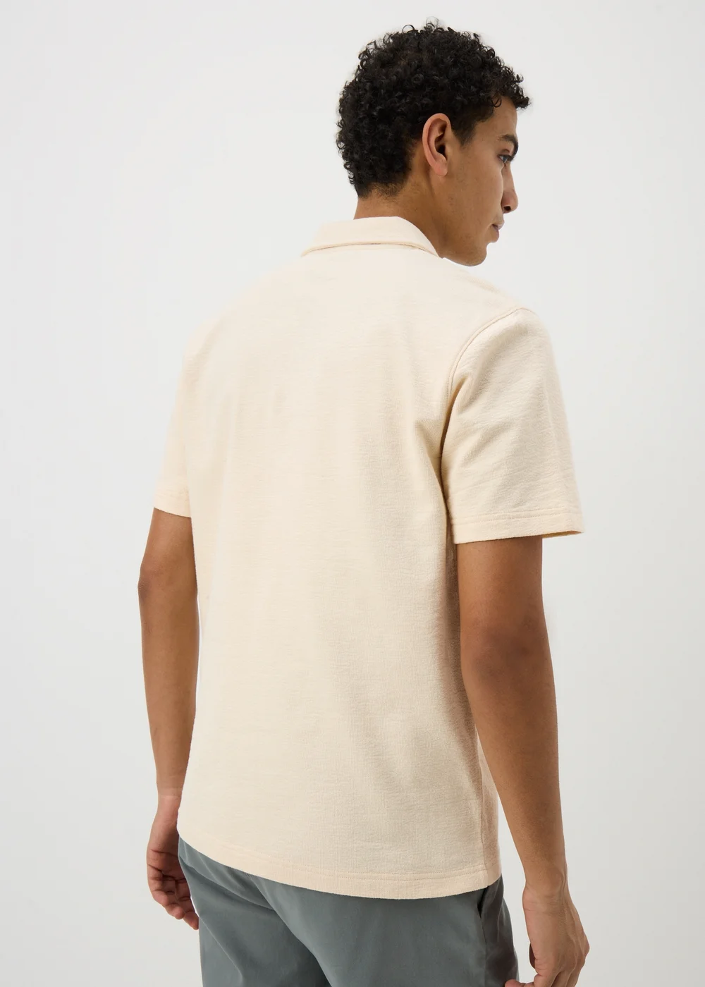 Cream Textured Polo Shirt - S Image 3