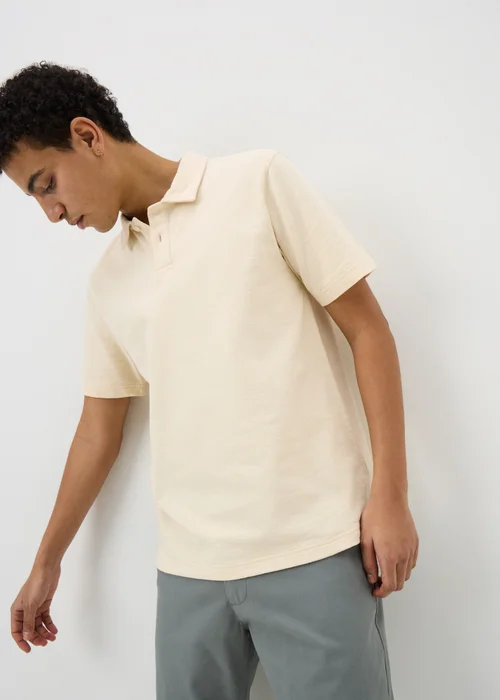 Cream Textured Polo Shirt - S Image 1