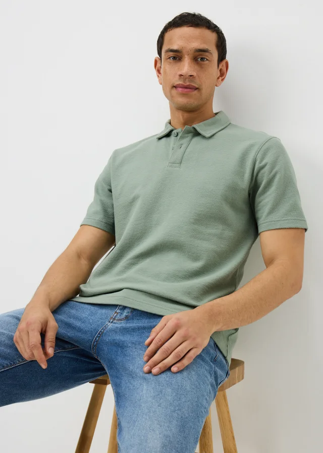 Iceberg Green Textured Polo Shirt