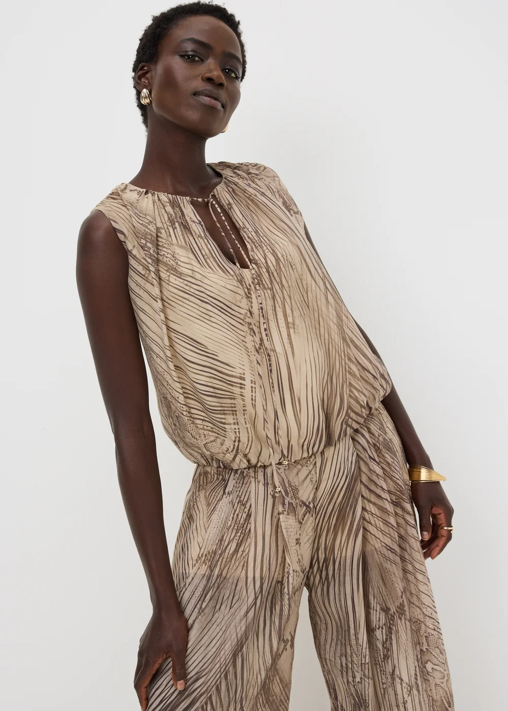 Et Vous Beige Snake Print Bubble Co Ord Top - 8 Image 1