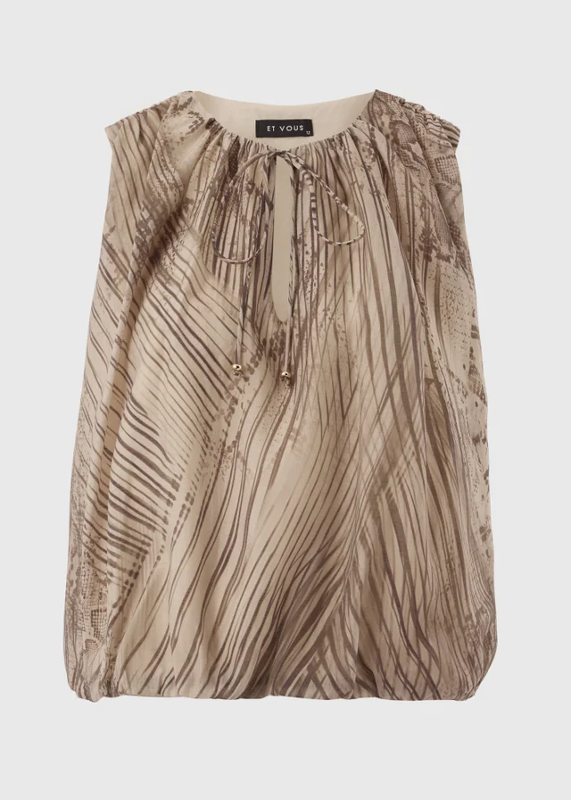 Et Vous Beige Snake Print Bubble Co Ord Top