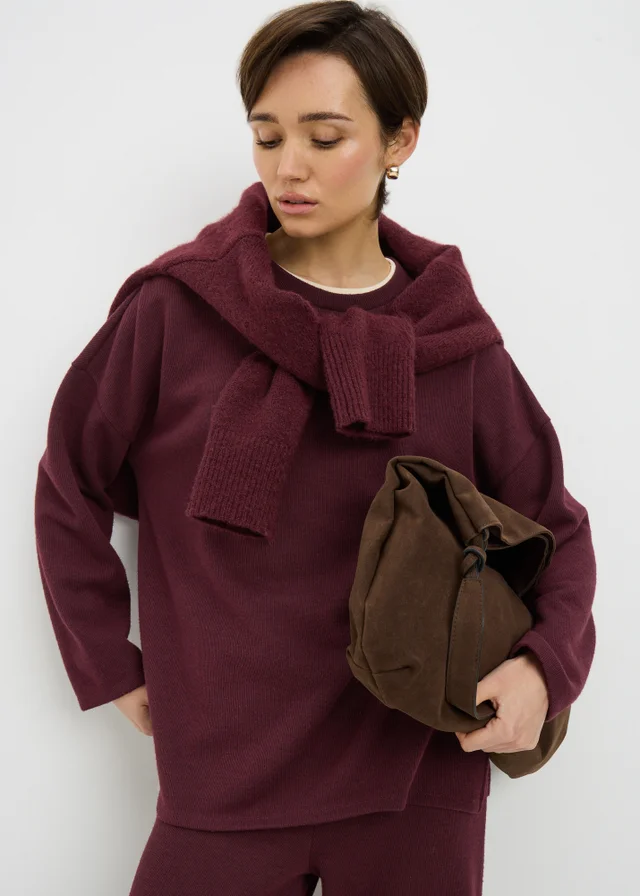 Burgundy Soft Touch Co Ord Top