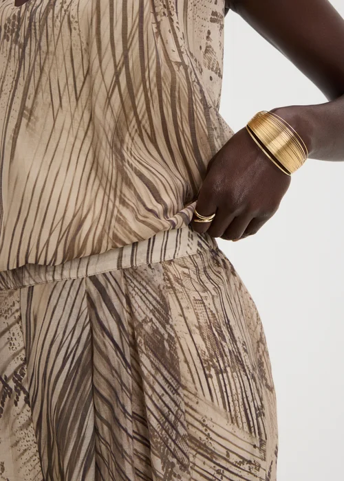 Et Vous Beige Snake Print Wide Leg Co Ord Trousers - Size 08 29 leg Image 3