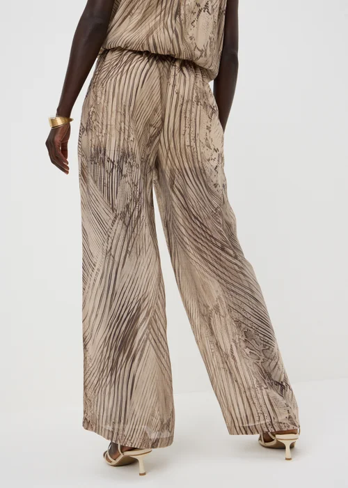 Et Vous Beige Snake Print Wide Leg Co Ord Trousers - Size 08 29 leg Image 2