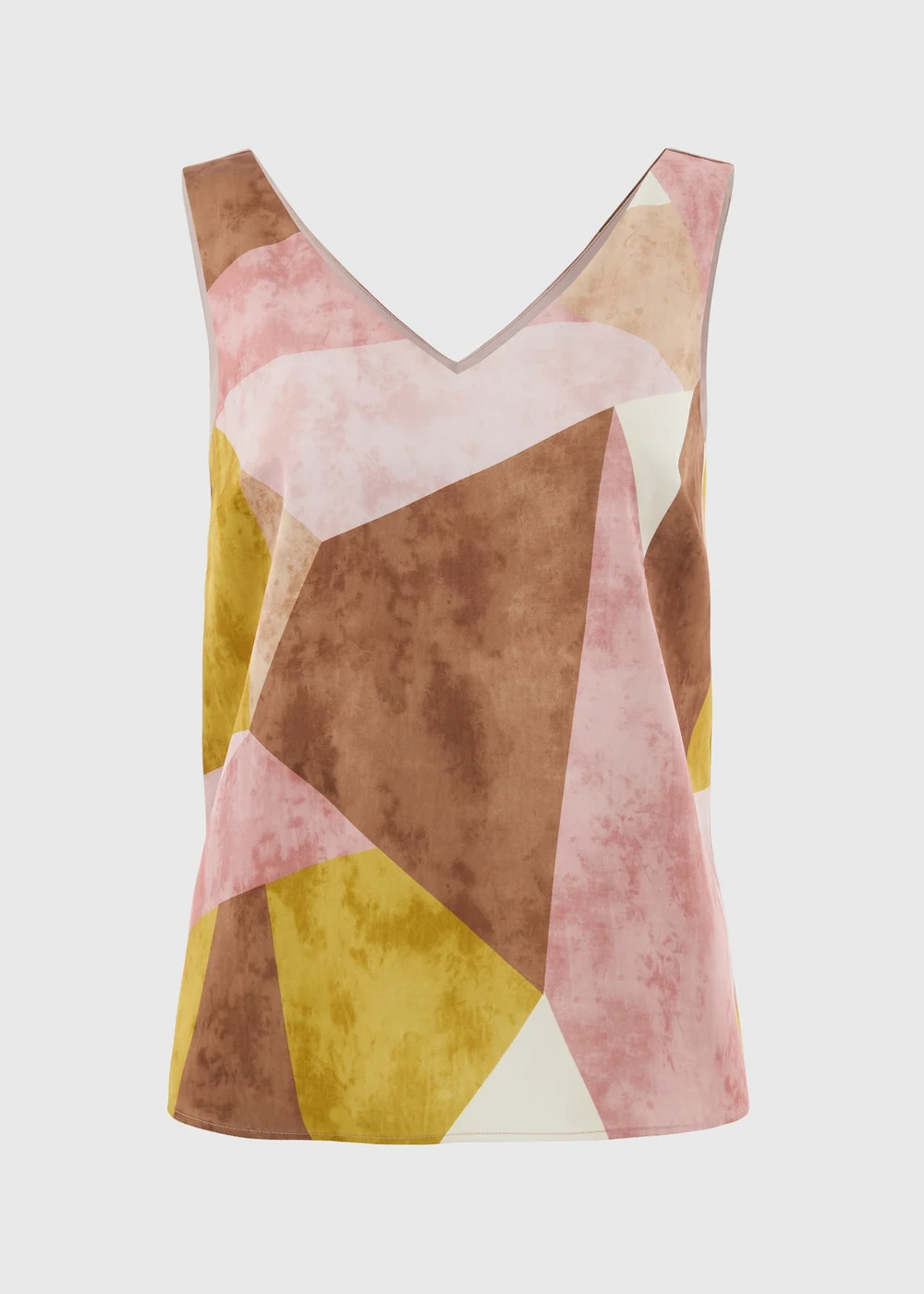 Et Vous Pink Abstract Print Satin V-Neck Cami Top - 8 Image 4