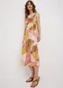 Multicolour Abstract Cowl Neck Midi Dress - 8 Image 1