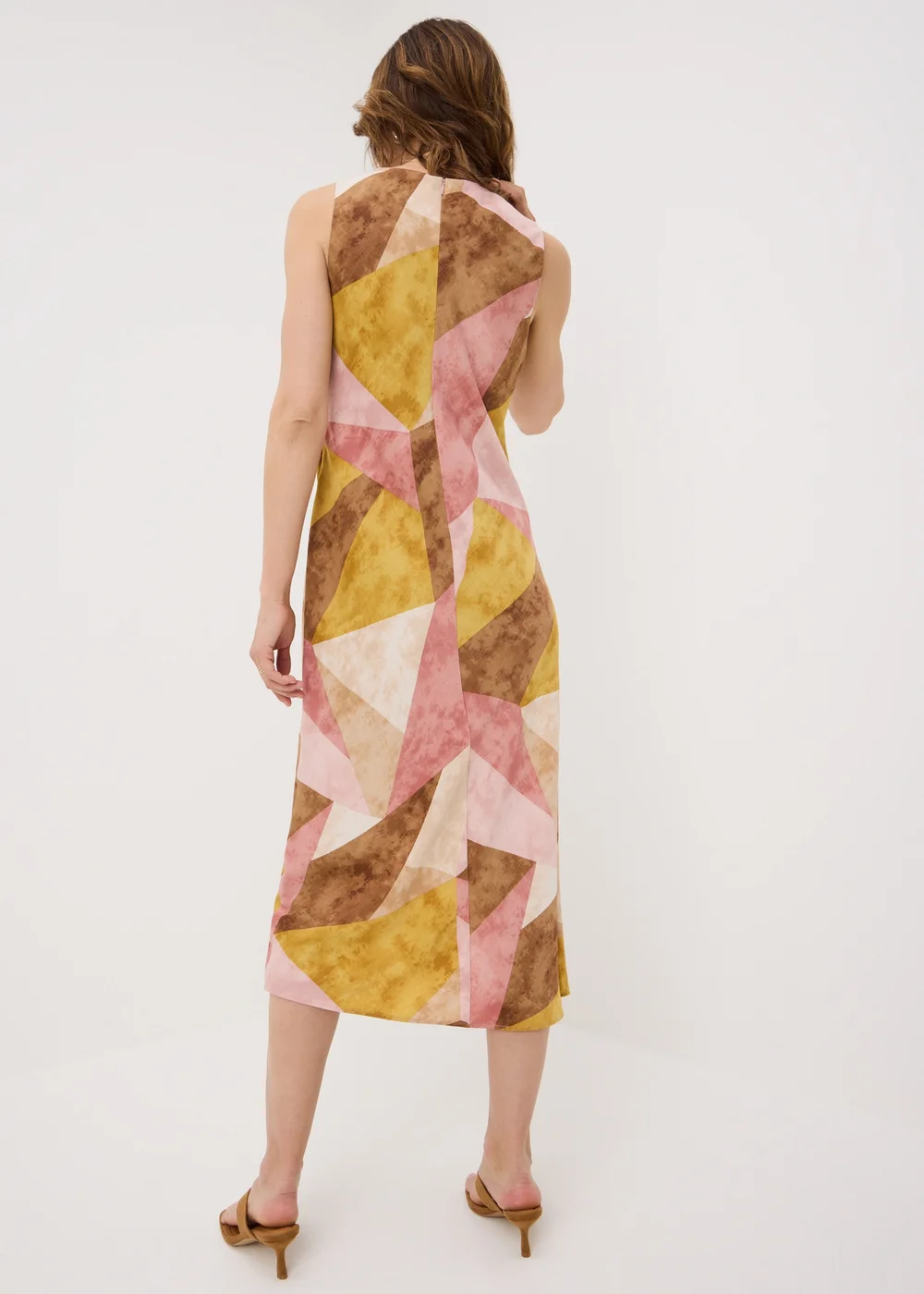Multicolour Abstract Cowl Neck Midi Dress - 8 Image 2