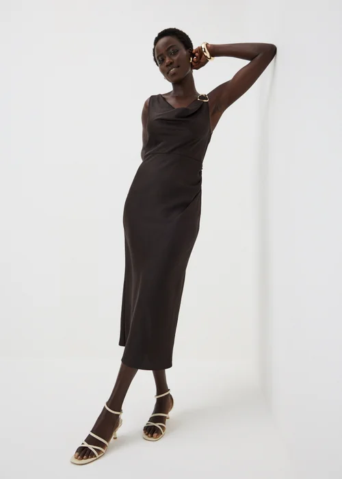Et Vous Chocolate Brown Cowl Neck Midi Dress - 8 Image 1