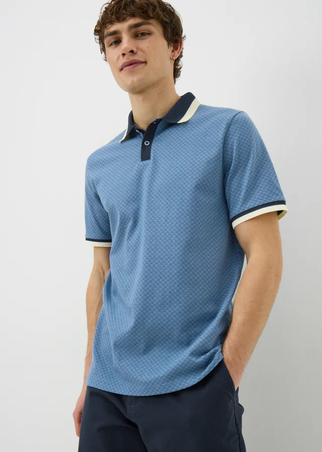 Navy Geometric Polo Shirt