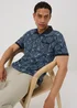 Navy Tropical Floral Textured Polo Shirt - S Image 1