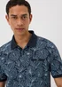 Navy Tropical Floral Textured Polo Shirt - S Image 3