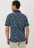 Navy Tropical Floral Textured Polo Shirt - S Image 2