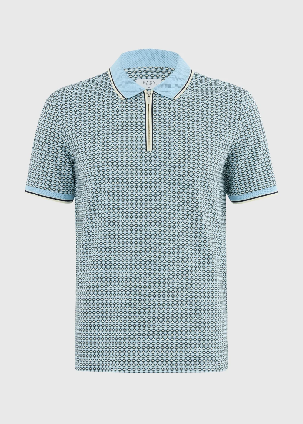 Mint Tile Print Zip Polo Shirt - L Image 4