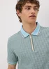Mint Tile Print Zip Polo Shirt - L Image 3