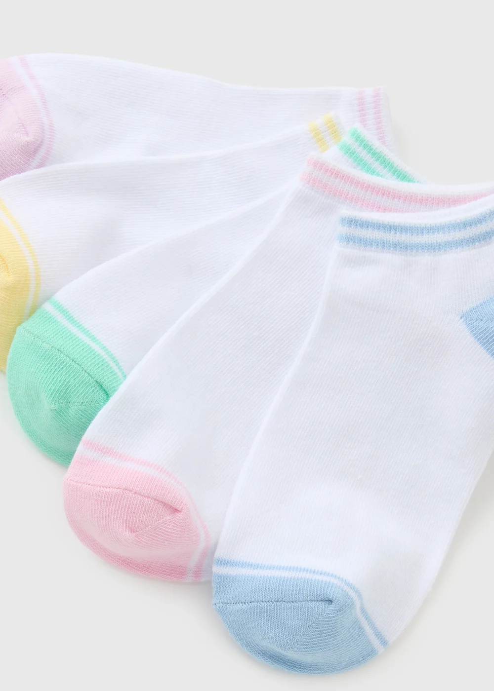 Girls White Pastel Stripe Trainer Socks (Younger 6-Older 6.5) - 6-8.5 Image 2