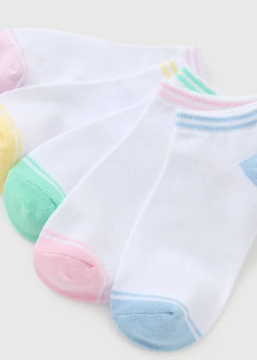 Girls White Pastel Stripe Trainer Socks (Younger 6-Older 6.5) - 6-8.5 Image 2