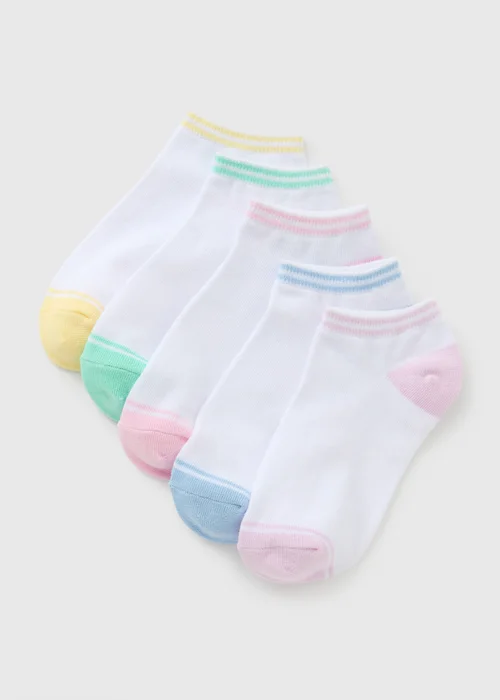Girls White Pastel Stripe Trainer Socks (Younger 6-Older 6.5) - 6-8.5 Image 1