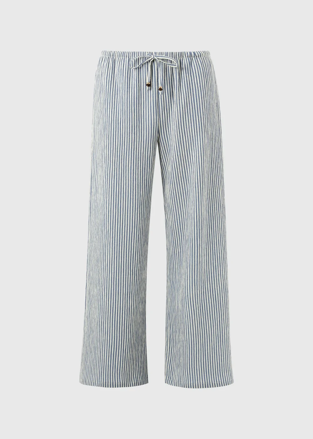 Blue Stripe Seersucker Wide Leg Trousers - 8 R Image 4