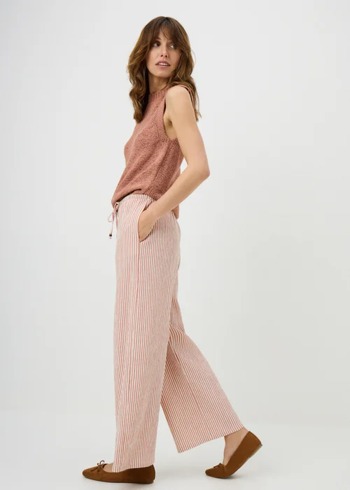 Terracotta Seersucker Wide Leg Trousers - 22 S Image 1