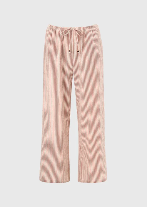 Terracotta Seersucker Wide Leg Trousers - 22 S Image 3