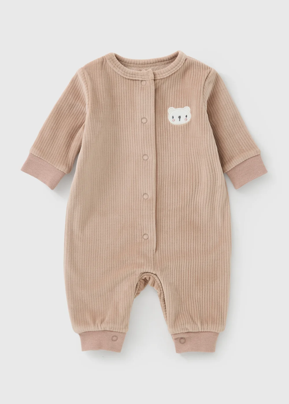 Baby Brown Ribbed Bear Romper (0-23mths) - 6-9 months Image 1