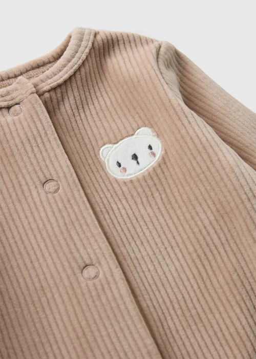 Baby Brown Ribbed Bear Romper (0-23mths) - 6-9 months Image 2