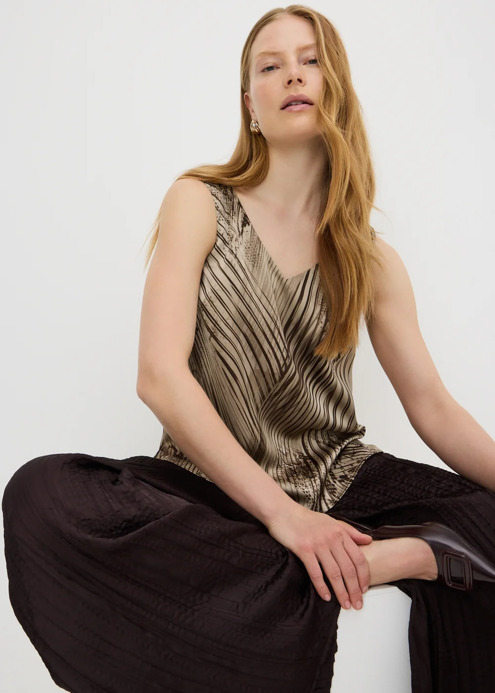Et Vous Beige Snake Print Satin Vest Top - 8 Image 1