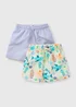 2 Pack Boys Multicolour Sea Animal Swim Shorts (1-7yrs) - 1 to 1 half years Image 1