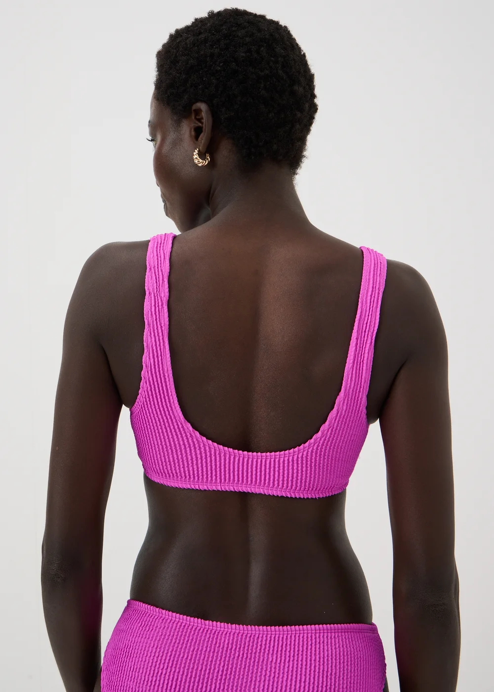 Magenta Crinkle Scoop Bikini Top - 6 Image 1