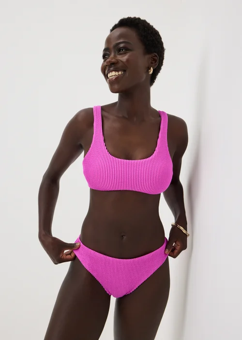 Magenta Crinkle High Leg Bikini Bottoms - 8 Image 1