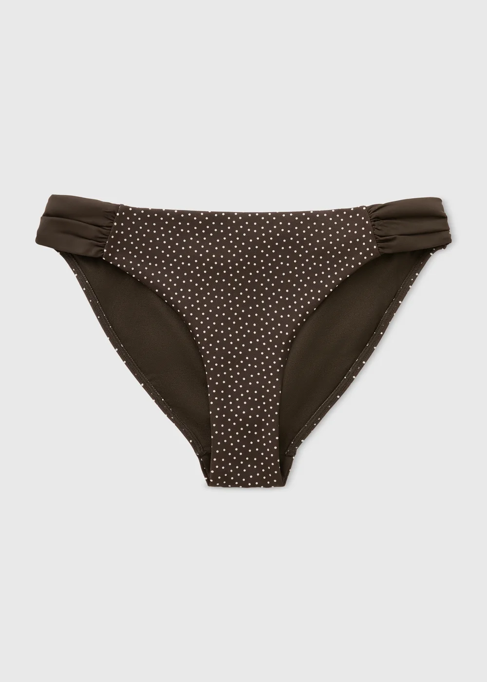 Chocolate Brown Polka Dot Ruched Side Bikini Bottoms - 8 Image 3